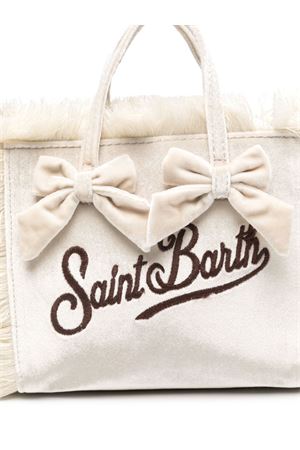 Mini Vanity beige velvet handbag with bow SAINT BARTH KIDS | VAMI00701390G